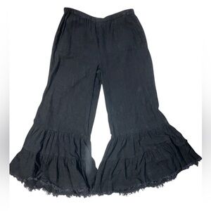 Umgee Black Wide Leg Ruffle Boho Pant